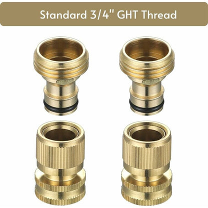 Garden Hose Quick Connect - Quick Connect Garden Hose Connectors, Solid Brass Water Hose Quick Connect, 3/4" Ght, 2 Sets