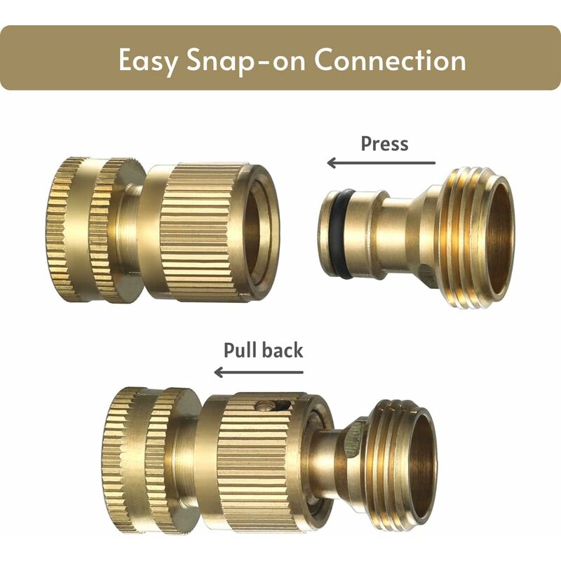 Garden Hose Quick Connect - Quick Connect Garden Hose Connectors, Solid Brass Water Hose Quick Connect, 3/4" Ght, 2 Sets