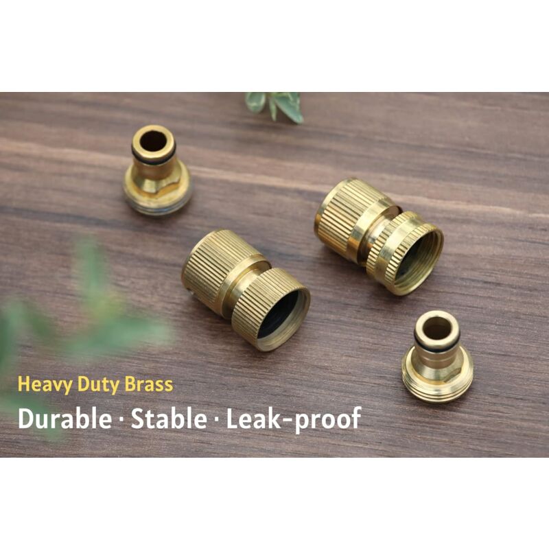 Garden Hose Quick Connect - Quick Connect Garden Hose Connectors, Solid Brass Water Hose Quick Connect, 3/4" Ght, 2 Sets