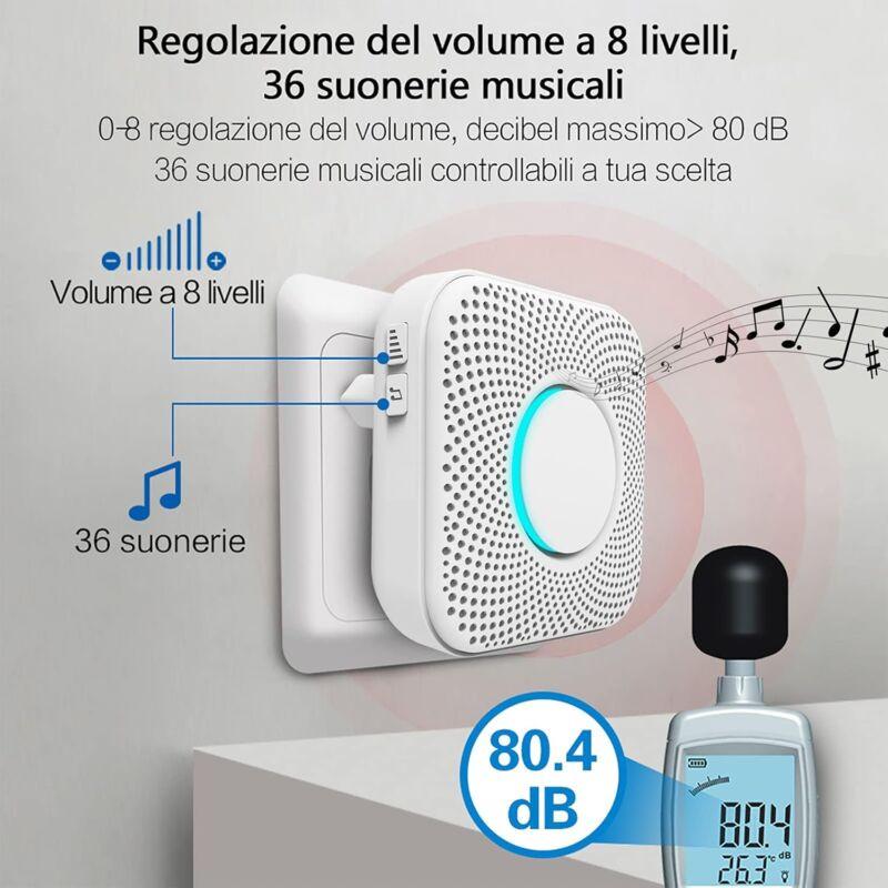 Wireless Doorbell 150M, LED Indicator, 36 Melodies With 4 Volume Levels, 1 Transmitter And 1 Spare, Wireless Home Chime.