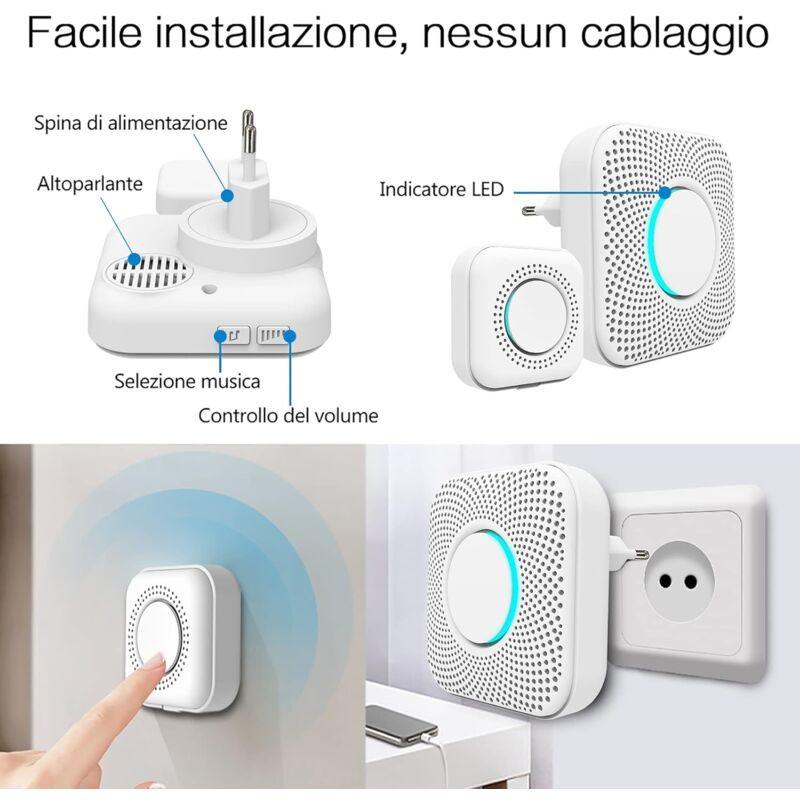Wireless Doorbell 150M, LED Indicator, 36 Melodies With 4 Volume Levels, 1 Transmitter And 1 Spare, Wireless Home Chime.