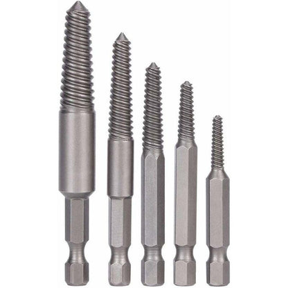Screw Drill Bits, Stud Removal Tool, 5 pcs Broken Screw Extractor Hex Shank Fine Teeth DAmaged Bolt Removal Tool.