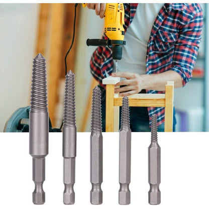 Screw Drill Bits, Stud Removal Tool, 5 pcs Broken Screw Extractor Hex Shank Fine Teeth DAmaged Bolt Removal Tool.