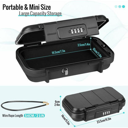 Portable Safe Box Mini Travel Safe Box Waterproof Anti-Theft With Detachable Metal Cable For Home, Office, Hotel,.