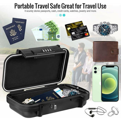 Portable Safe Box Mini Travel Safe Box Waterproof Anti-Theft With Detachable Metal Cable For Home, Office, Hotel,.