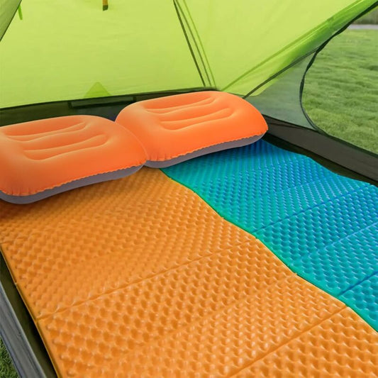 Inflatable Camping Pillows Orange 2 Pack Compact And Ultralight Beach Pillows For Travel, Hiking And Mountaineering.