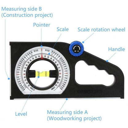 Inclinometer Universal Slope Measuring Ruler Multifunction Angle Meter Engineering Horizontal Measuring Angle.