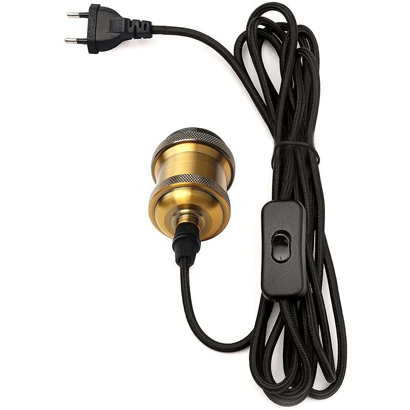 E27 Socket With Switch, 1.2 Meters Fabric Cable Electrical Wire For Bulb Socket/Edison Retro Pendant Light/Creative
