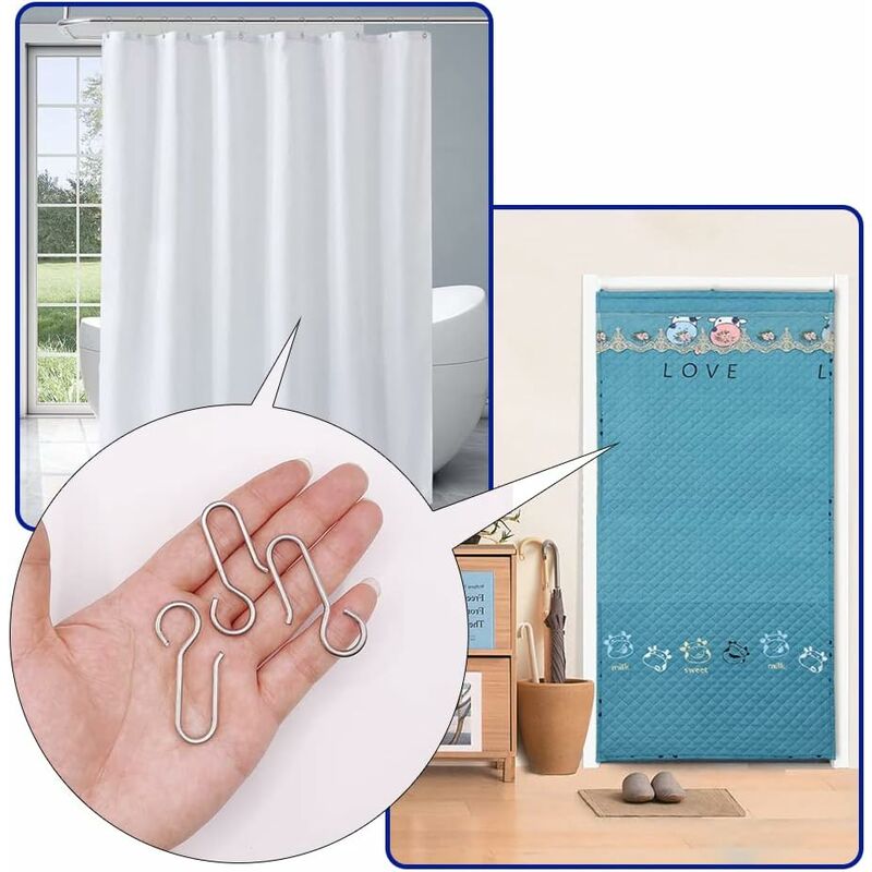 Curtain Clip Hooks, 40 Pieces Curtain Rail Hooks, Heavy Duty Zinc Curtain Hooks, For Door Curtains, Etc. (50X2.5Mm)