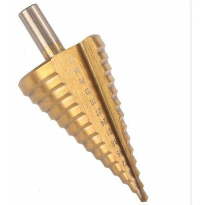 Step Cone Drill Bit - 4-42Mm - 14 Sizes - High Speed Steel ROund Shank Hole Cutter Tool.