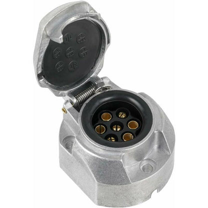 7 Pin Aluminum Alloy 7 Pin Electrical Trailer Socket Car Light Connectors For Boats, Caravans, Motorhomes Or Other.