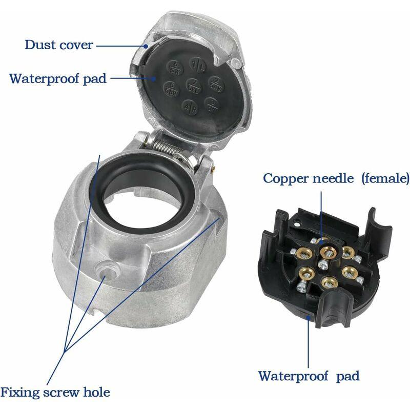 7 Pin Aluminum Alloy 7 Pin Electrical Trailer Socket Car Light Connectors For Boats, Caravans, Motorhomes Or Other.
