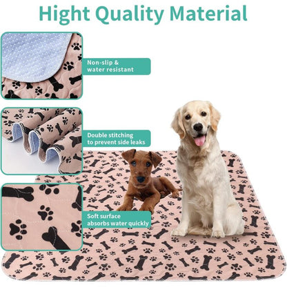 2 pcs 80 70Cm Ultra Absorbent Dog Training Mat, Non-Slip Washable Dog Mat, Reusable Puppy Training Mat For