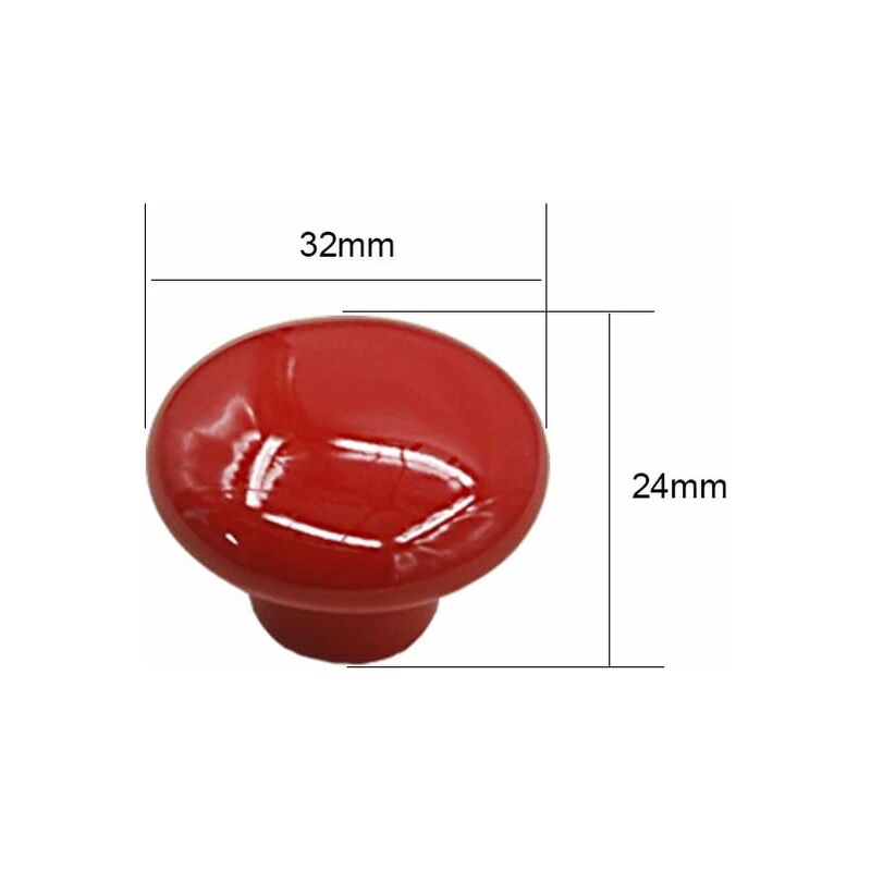 Red Ceramic Drawer Pulls And Knobs Furniture Handle Door Knob For Kids ROom Pack Of 10 (Comes With Screws)