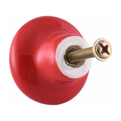 Red Ceramic Drawer Pulls And Knobs Furniture Handle Door Knob For Kids ROom Pack Of 10 (Comes With Screws)
