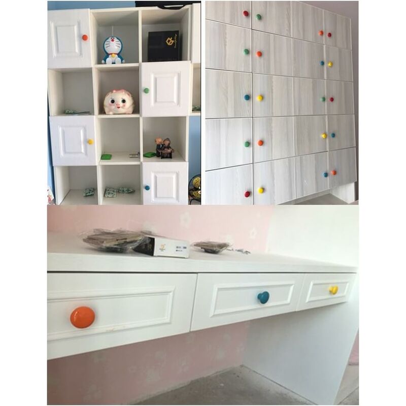 Red Ceramic Drawer Pulls And Knobs Furniture Handle Door Knob For Kids ROom Pack Of 10 (Comes With Screws)