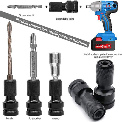 2 pcs Socket Adapters 1/2" Square Drive To 1/4" Impact Wrench Adapter Quick Release Converter For Impact Ratchet Wrench.