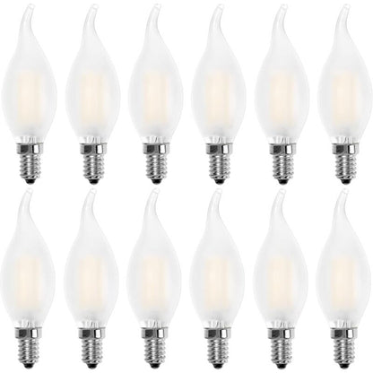 LED Bulb E14 Flame, Candle Shape, Warm White 2700K, 4W Incandescent Equivalent 40W, 400Lm, Pack Of 12 [Energy Class A+]