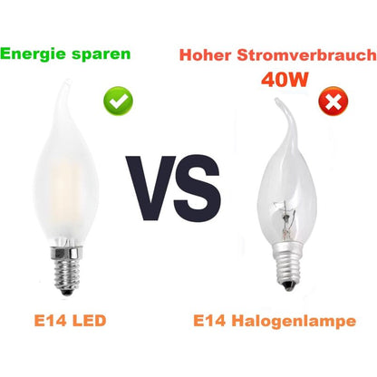LED Bulb E14 Flame, Candle Shape, Warm White 2700K, 4W Incandescent Equivalent 40W, 400Lm, Pack Of 12 [Energy Class A+]