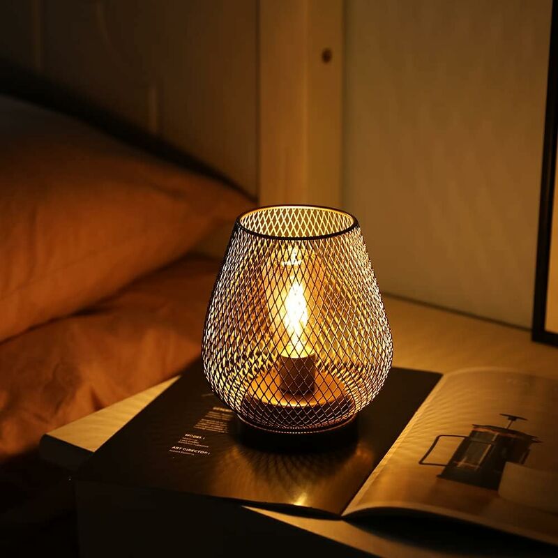 LED Lantern Metal Cage Battery Powered With LED Ideal For Weddings, Parties, Patio Events, Indoor And Outdoor Use.