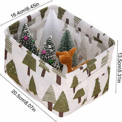 10 Pack Small Foldable Linen Fabric Storage Basket With Handles And Water Repellent Lining, For Shelves And Desk, Toys,
