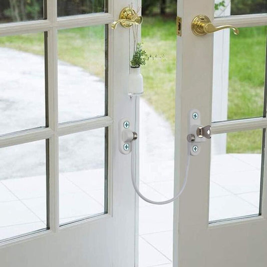 Security Lock Furniture Door Window-2 pcs With Key White Cable Restrictor 190Mm-Baby Child Safety Cable Restrictor