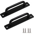 2 pcs Heavy Duty Barn Door Handle, Steel Sliding Door Pull Handle, Black Cast Iron Door Handle, Interior Exterior Door