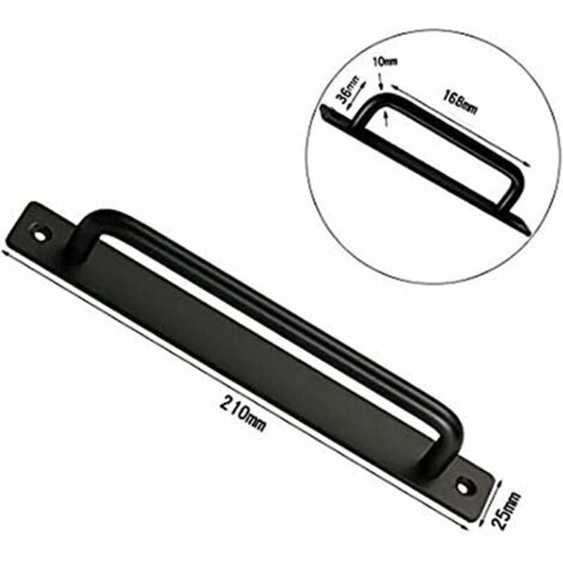2 pcs Heavy Duty Barn Door Handle, Steel Sliding Door Pull Handle, Black Cast Iron Door Handle, Interior Exterior Door