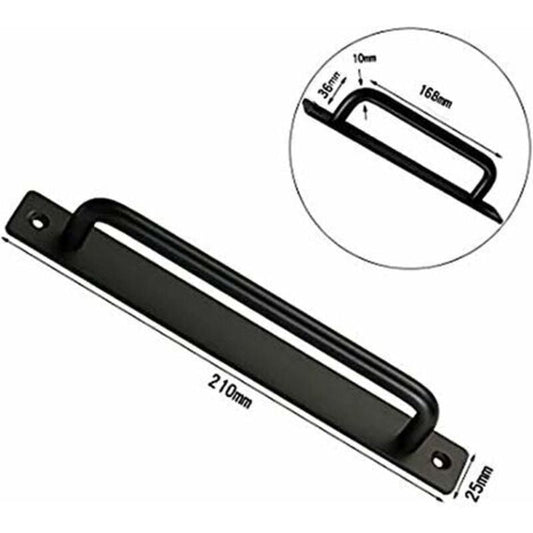 2 pcs Heavy Duty Barn Door Handle, Steel Sliding Door Pull Handle, Black Cast Iron Door Handle, Interior Exterior Door