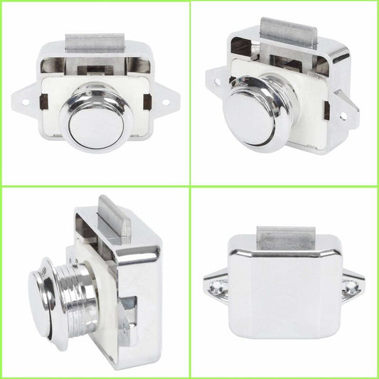 Push Button Camper - Lock Latch Door Closer Cupboard Knob For Rv Motorhome Caravan 5 pcs Silver.
