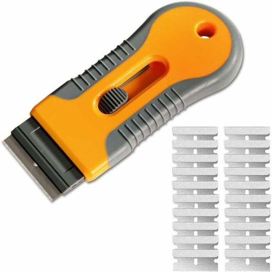 Glass And Ceramic Glass Scraper - Glass Cleaning Tool With 20 Replacement Parts For Removing Gasket Labels, Decals And.