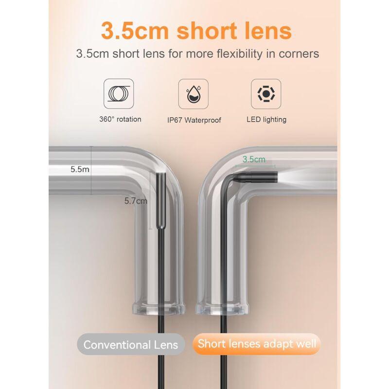 Endoscope Camera, 1080P Hd Endoscope, 2.4 Inch Ips Screen Pipe Inspection Camera, Ip67 Waterproof Camera, 5M Semi-Rigid.