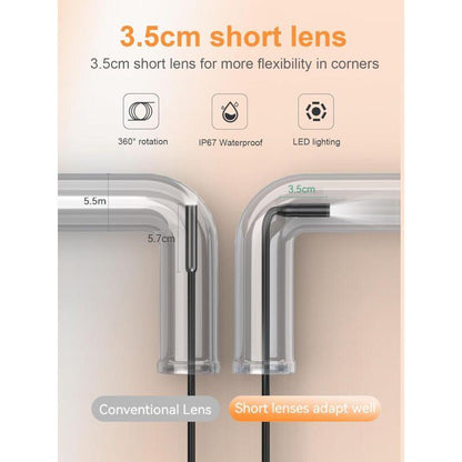 Endoscope Camera, 1080P Hd Endoscope, 2.4 Inch Ips Screen Pipe Inspection Camera, Ip67 Waterproof Camera, 5M Semi-Rigid.