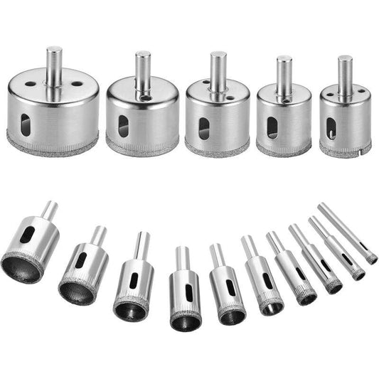 Diamond Drill Bit, 15 pcs Hole Saw Tools Set, Diamond Hole Saw For Glass/Tile/Ceramic/Marble/Porcelain Carbon Steel.
