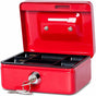 Steel Money Box Lockable And Portable 12.5X9.5X6Cm With Coin Slot Suitable As Piggy Bank, Small Safe, Cash Drawer Red.