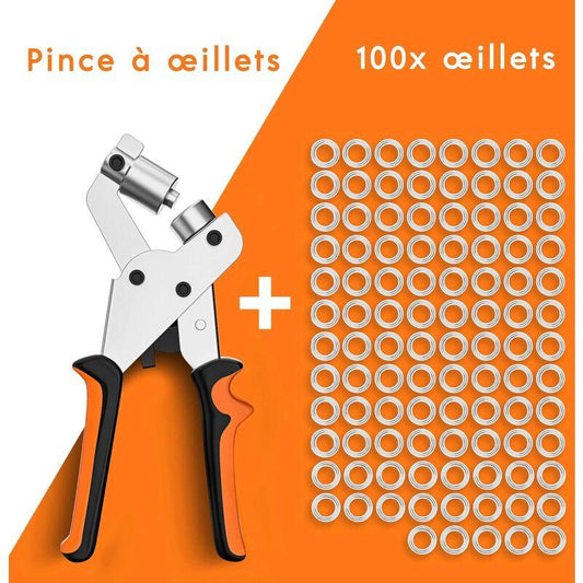 Professional Eyelet Punch Pliers - Minimal Effort - Punch Pliers With 100 Eyelets (Inner Ã 10 Mm).