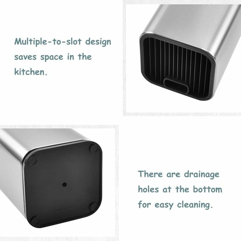 Knife Block, Stainless Steel Knife Holder, Kitchen Knife Holder, Square Knife Holder, For Knives And Scissors (Square)