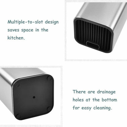 Knife Block, Stainless Steel Knife Holder, Kitchen Knife Holder, Square Knife Holder, For Knives And Scissors (Square)