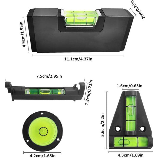 4 pcs Mini Spirit Level, Black Spirit Level, Magnetic Spirit Level, Camping Level, Small Spirit Level For Construction,.
