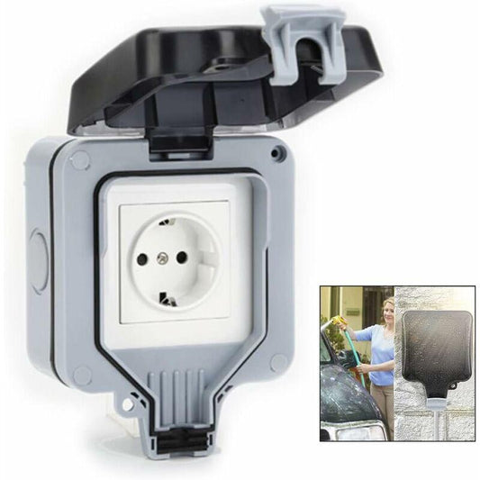 Waterproof Outdoor Wall Socket, Ip66 Weatherproof Outdoor Socket For Kitchen, Bathroom, Garage, Pool And Garden.