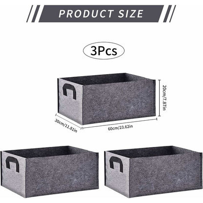 Grow Bag, 3 Pack Rectangular Black Non-Woven Planting Bags With Handle, Indoor Outdoor Grow Bags Planting Pot For