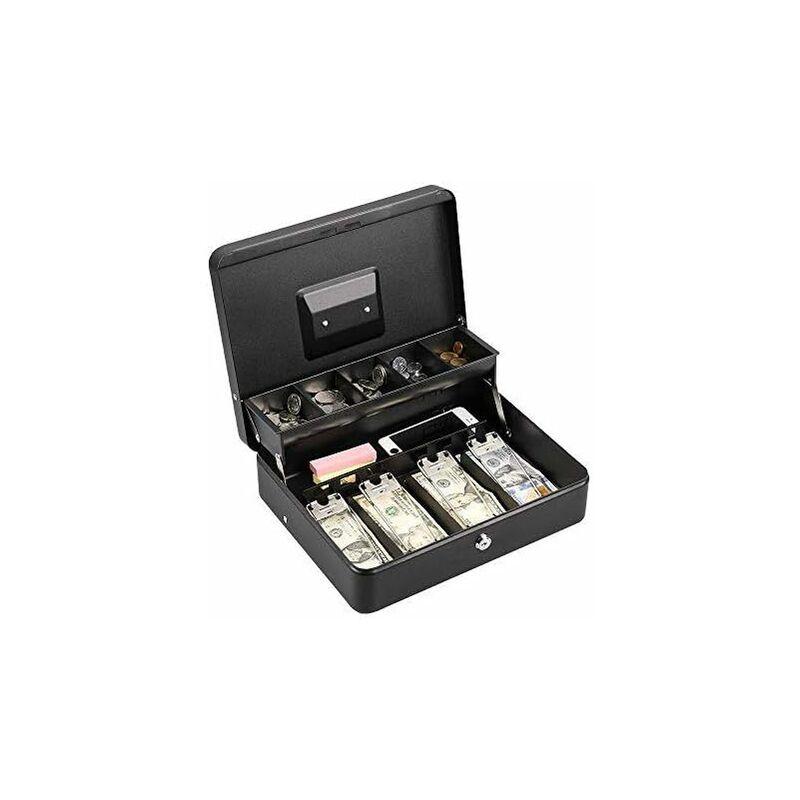 Lockable Metal Money Box Cash, Coin & Security Box Large Cash Box With Lock - New Metal Money Box - Black.