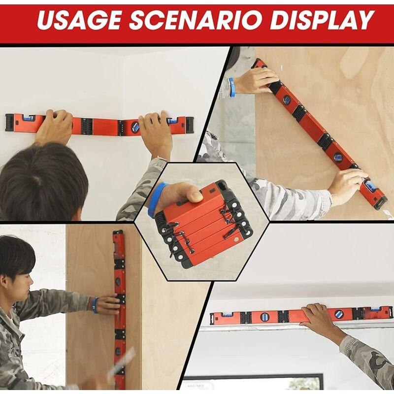 Foldable Level, 5-Section Multi-Angle Magnetic Level Tool With 4 Leveling Bubbles 45Â° 90Â° 180Â° Multifunction.