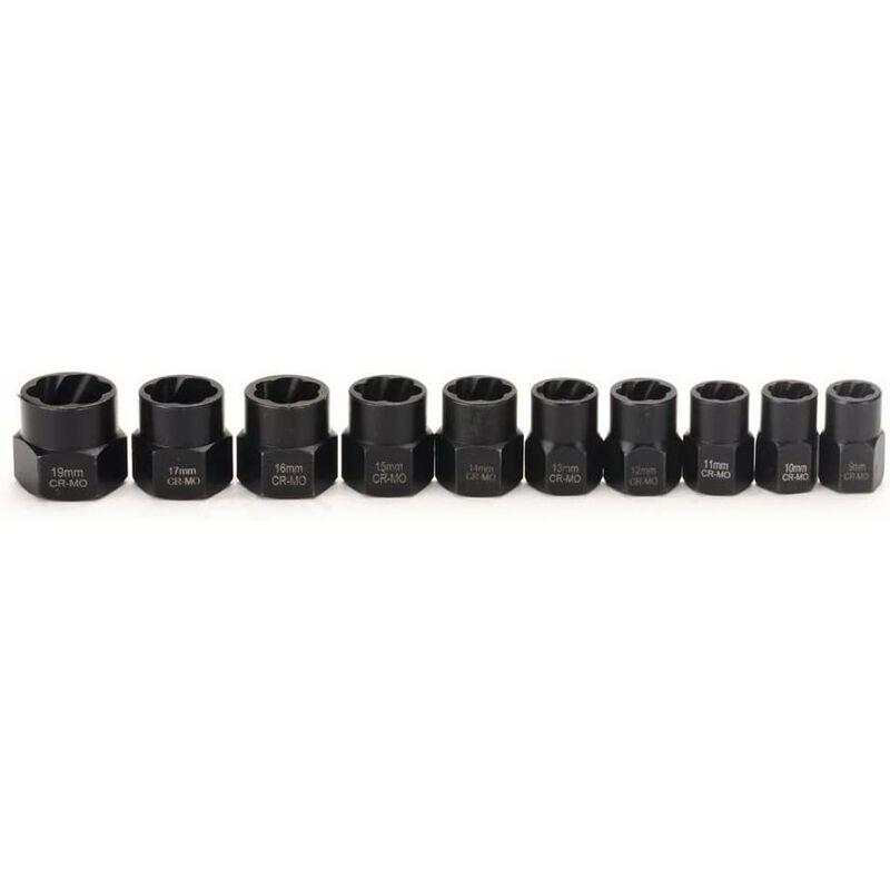 11 pcs 9.5Mm Impact Bolt Extractor Tool Set With Toolbox.