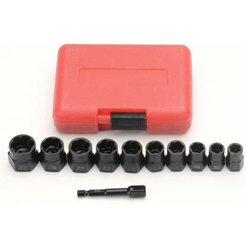 11 pcs 9.5Mm Impact Bolt Extractor Tool Set With Toolbox.