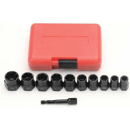 11 pcs 9.5Mm Impact Bolt Extractor Tool Set With Toolbox.