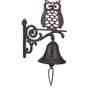 Cast Iron Owl Bell Antique Rustic Wall Mounted Doorbell Owl Cord Waterproof Decorative Garden Door DArk Brown, Brown.