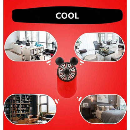 Cute Mini Personal Fan, 3 Adjustable Speeds, Portable Stand, For Indoor Outdoor Activities, 3 Pack Cute Mouse Fan (Red.