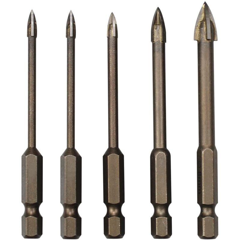 5 pcs Triangle Drill Bit Set, Carbide Tile Drill Bits, Efficient Universal Drilling Tool For Glass, Tile, Concrete,.