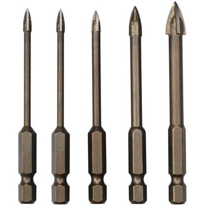 5 pcs Triangle Drill Bit Set, Carbide Tile Drill Bits, Efficient Universal Drilling Tool For Glass, Tile, Concrete,.